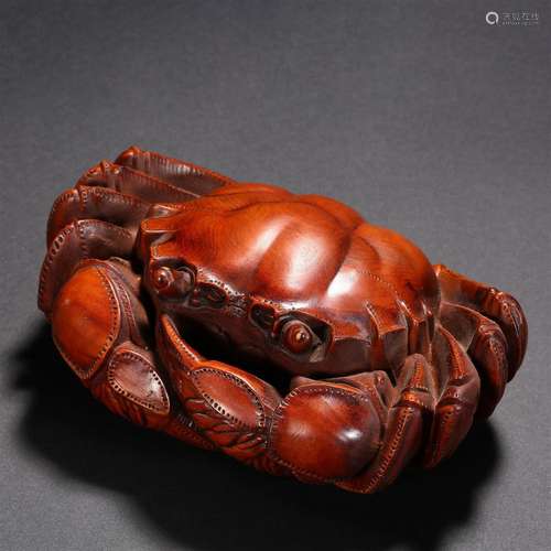 A Chinese Carved Boxwood Crab