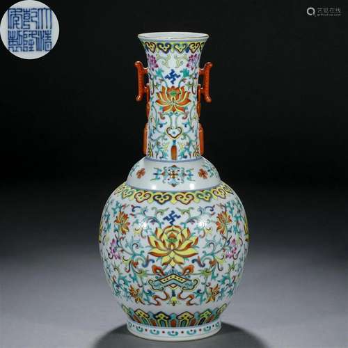 A Chinese Falangcai and Gilt Florette Vase