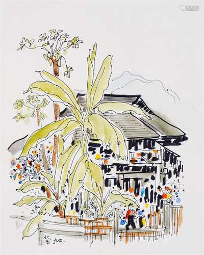 A Chinese Ink Painting By Wu Guanzhong