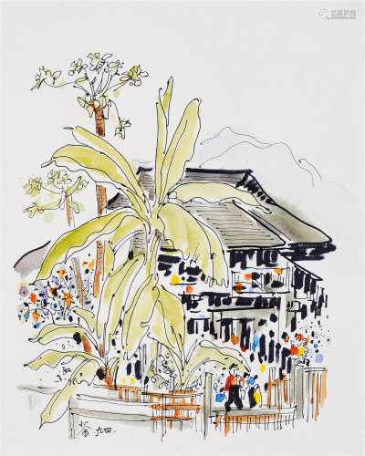 A Chinese Ink Painting By Wu Guanzhong