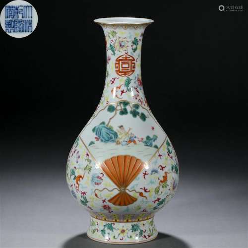A Chinese Famille Rose and Gilt Bottle Vase