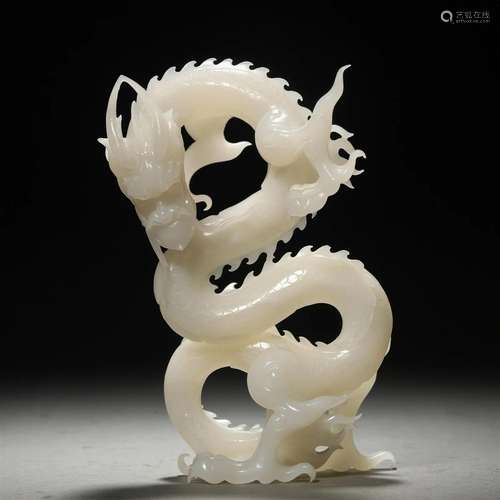 A Chinese Carved White Jade Dragon