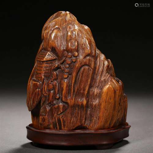 A Chinese Carved Aloeswood Mountain