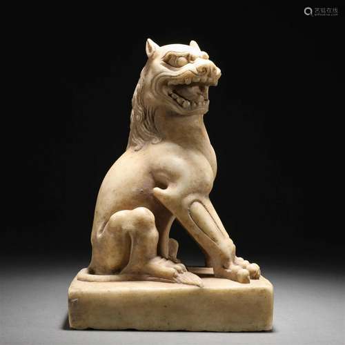 A Chinese Carved Marble Feline