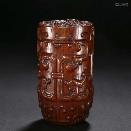 A Chinese Carved Boxwood Tea Caddy