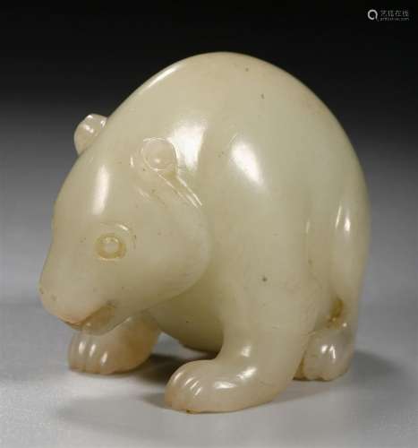 A Chinese Carved White Jade Bear