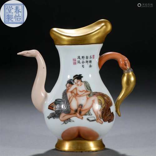 A Chinese Famille Rose and Gilt Ewer