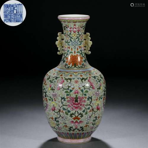 A Chinese Famille Rose and Gilt Vase