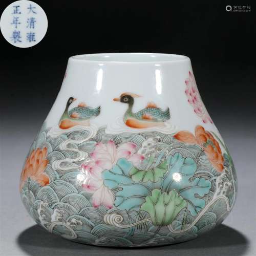 A Chinese Famille Rose Lotus Pond Waterpot