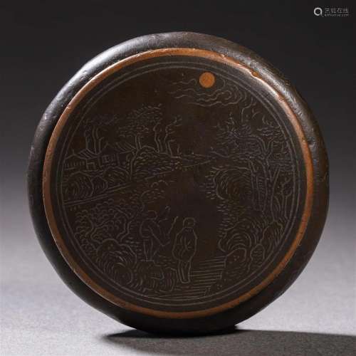 A Chinese Bronze Paste Box with Cover