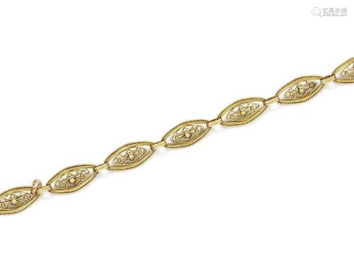 Bracelet en or 750 millièmes, composé de maillons losangique...