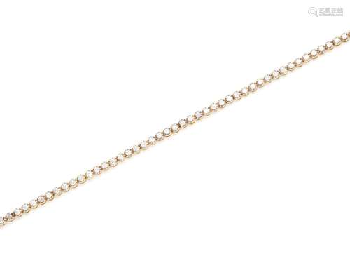 Bracelet souple en or rose 750 millièmes, habillé d'une lign...