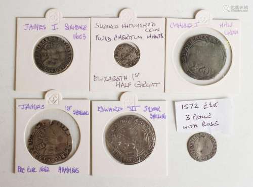 A small collection of later period English hammered silver c...