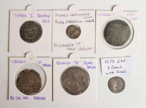 A small collection of later period English hammered silver c...