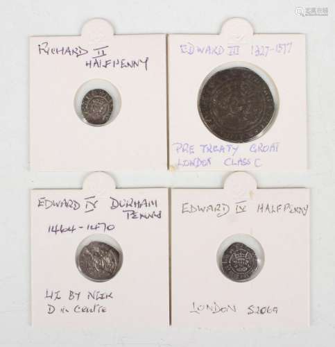 An Edward III groat, London Mint, pre-treaty type, an Edward...
