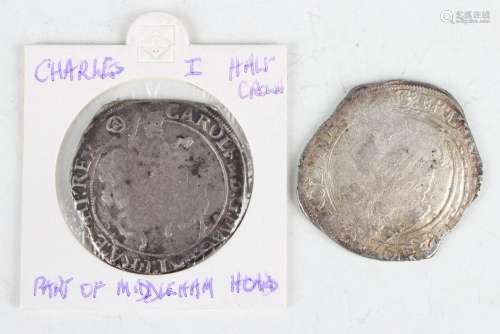 Two Charles I hammered half-crowns, both mintmark triangle i...