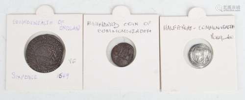 A Commonwealth of England sixpence 1649, mintmark sun, and t...