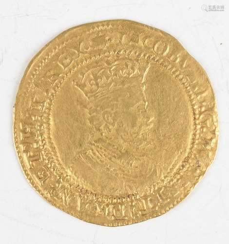 A James I gold double crown, 2nd coinage, 5th bust, mintmark...