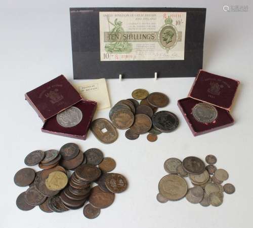 A group of Georgian and later coins and tokens, including a ...