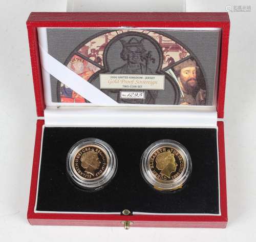 An Elizabeth II Royal Mint gold proof Jersey sovereign two-c...
