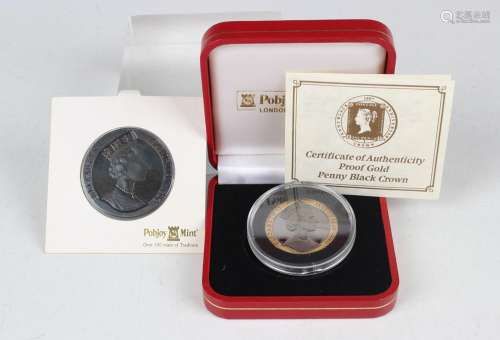 An Elizabeth II Pobjoy Mint gold proof penny black crown, we...