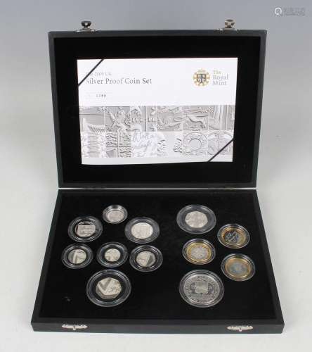An Elizabeth II Royal Mint silver proof twelve-coin set 2009...