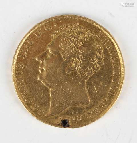 A George IV gold two pounds coin 1823, edge detailed 'IV' (d...