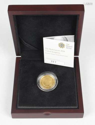 An Elizabeth II Royal Mint quarter-ounce gold proof coin 201...