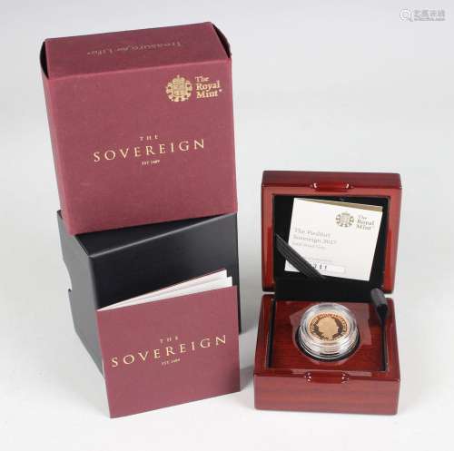 An Elizabeth II Royal Mint proof piedfort issue sovereign 20...