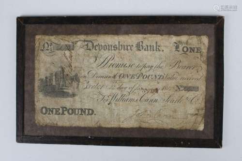 A George III Provincial Devonshire Bank one pound note, sign...