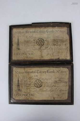 Two George III Provincial Bristol Tolzey Bank one pound note...