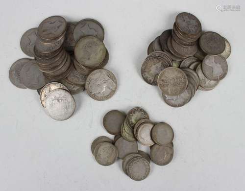 A collection of Victorian and later silver coinage, includin...