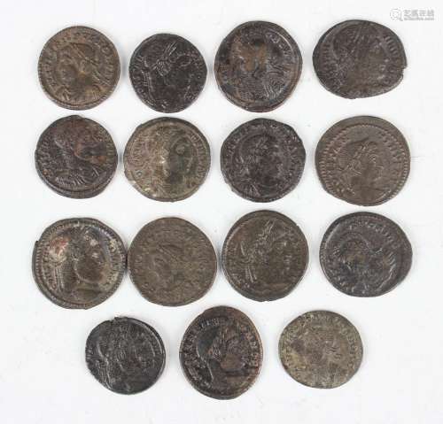 A collection of Roman bronze AE3 coins, including Crispus an...