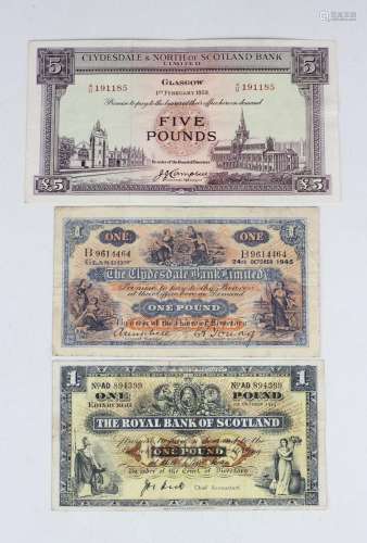 A collection of Scottish banknotes, including a Clydesdale &...