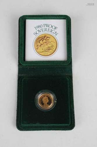 An Elizabeth II proof sovereign 1980, cased with certificate...