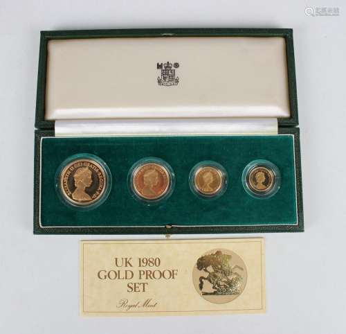 An Elizabeth II Royal Mint gold proof four-coin set, compris...