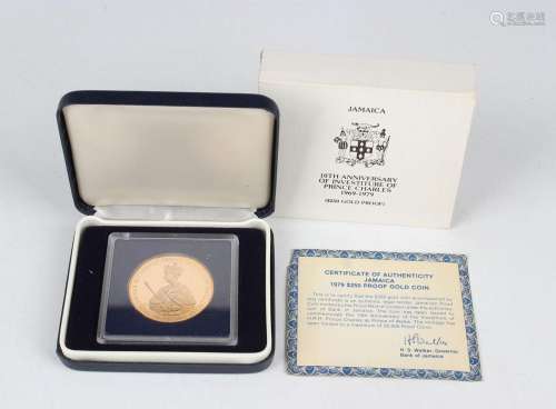 A Jamaica gold proof two hundred and fifty dollars commemora...