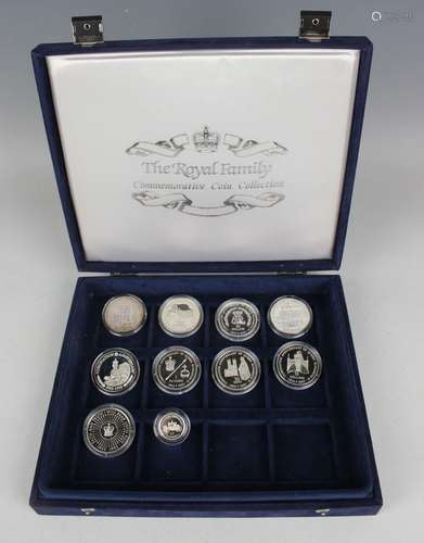 A collection of nine Elizabeth II silver crown-size coins an...