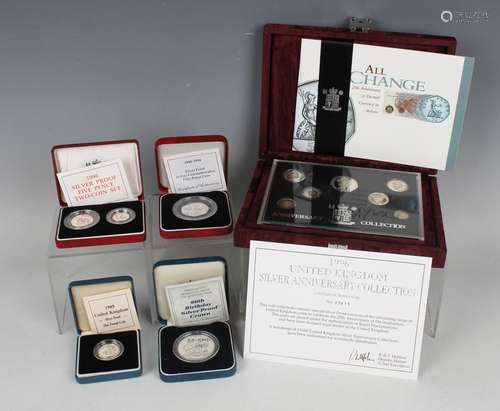 A small collection of cased Royal Mint proof coins, includin...