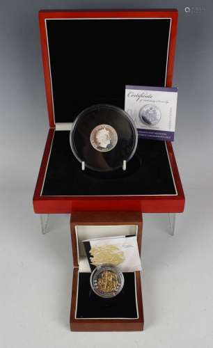 An Elizabeth II London Mint Office silver proof five pounds ...