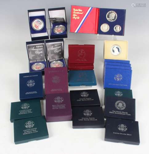 A collection of USA United States Mint commemorative dollar ...