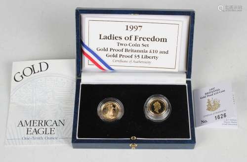 An Elizabeth II Royal Mint Ladies of Freedom gold proof two-...