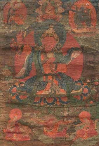 THANGKA DE PADMASABHAVA COMME PEMA GYALPO.Tibet 17e/18e s. 6...