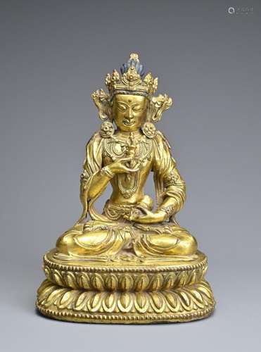 A CHINESE GILT BRONZE FIGURE OF VAJRASATTVA, INCISED XUANDE ...