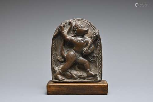 AN INDIAN OR NEPALESE STONE FIGURE OF HANUMAN, 19TH CENTURY ...