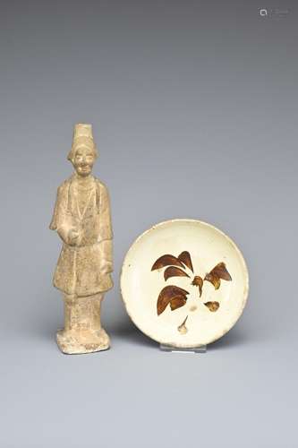 TWO EARLY CHINESE CERAMIC ITEMS, TANG AND SONG DYNASTY