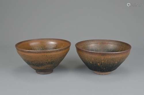 TWO CHINESE HARE'S FUR TEA BOWLS