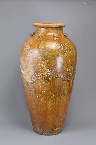 A VERY LARGE CHINESE MARTABAN STORAGE JAR, 19TH CENTURY