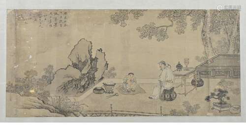 A CHINESE FRAMED SILK PAINTING, 19TH CENTURY