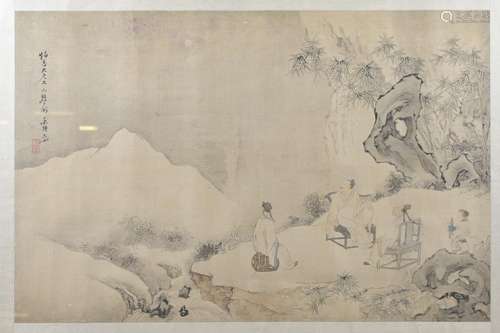 A CHINESE FRAMED SILK PAINTING, 19TH CENTURY